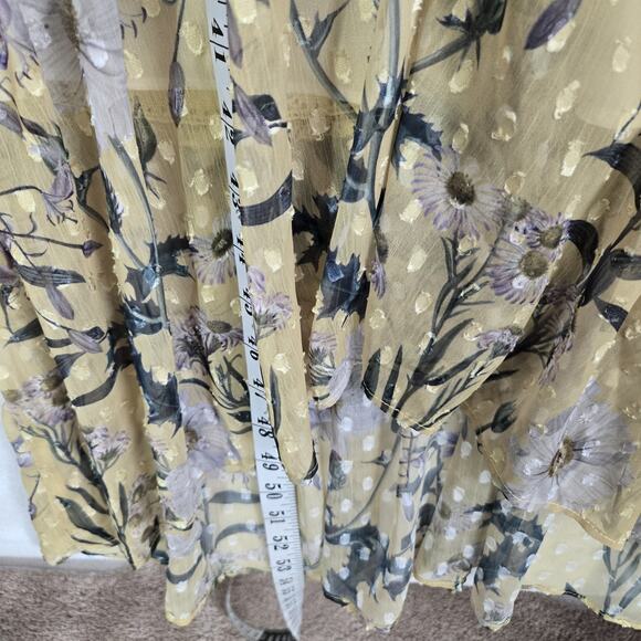 Hope & Ivy Maternity Midi Dress sz 16 Yellow Daisy Print Balloon Sleeve Drop Hem - Picture 14 of 16